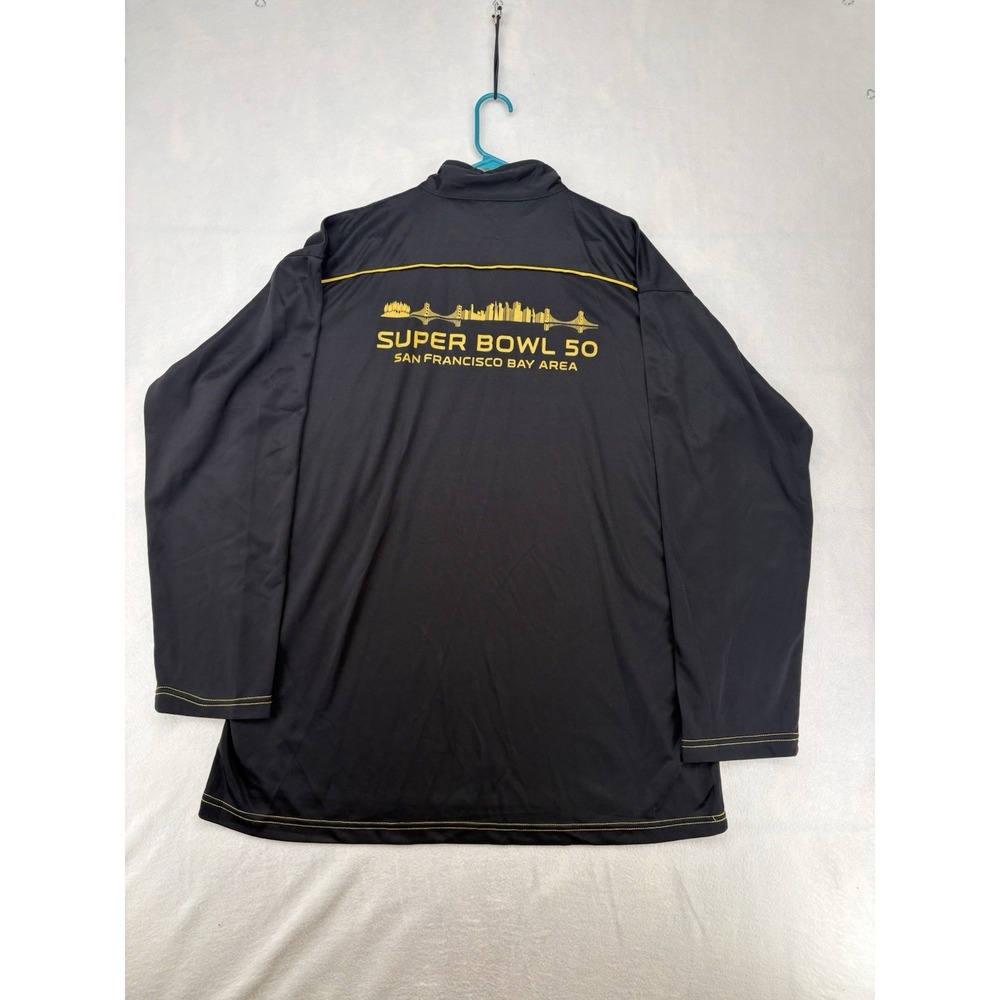 Majestic Super Bowl 50 NFL Long Sleeve Quarter Zip Pullover Shirt Men's 2XLT - Picture 2 of 14